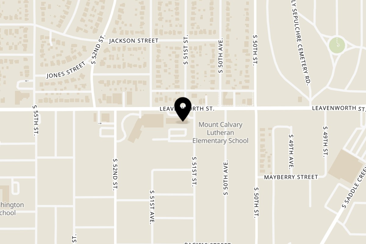 Map showing the location of Three Happiness Express on 5107 Leavenworth St in Omaha